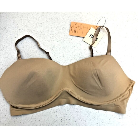 Large NEW True & Co True Body Triangle Convertible Strap Bra, Beige 36C/D 38A/B - Picture 1 of 10